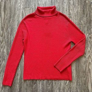 Studio Works Red Shimmer Ribbed Turtle Neck